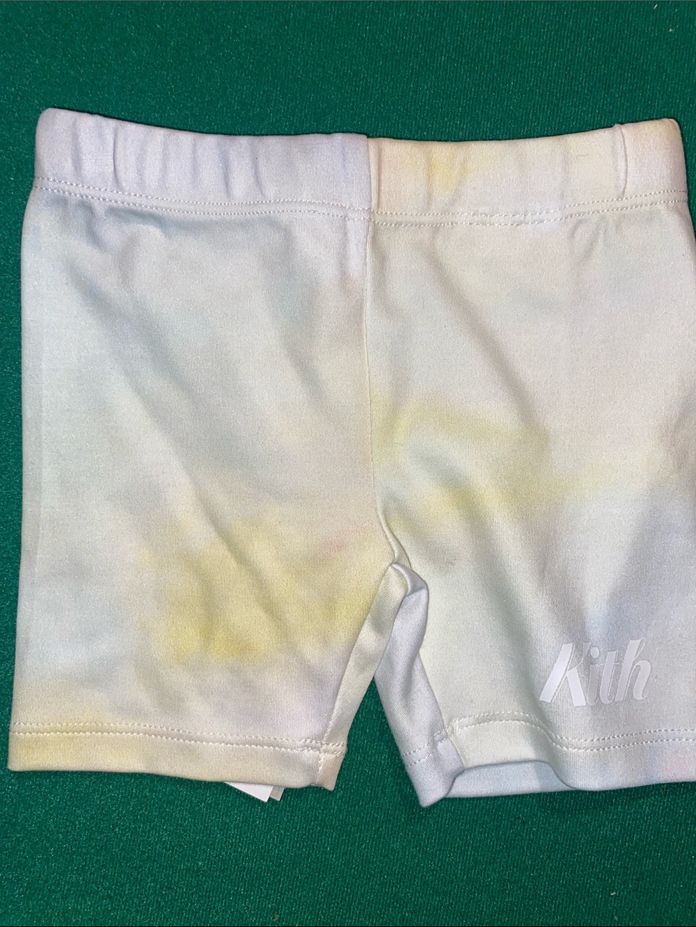 Kith Kids White Shorts with Yellow Tie-Dye Accents